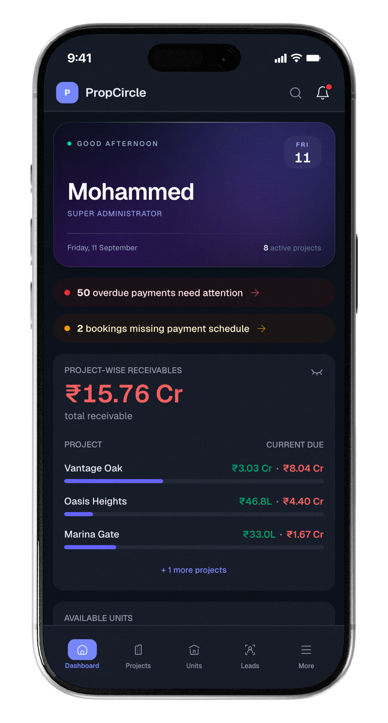 A business management dashboard built by Ertekaaz, shown on a phone